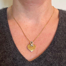 Load image into Gallery viewer, French Spider Web Love Heart 18K Yellow White Gold Pendant