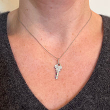 Load image into Gallery viewer, Art Deco Platinum Diamond Ruby Sapphire Emerald Key Charm Pendant