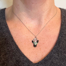 Load image into Gallery viewer, Art Deco Platinum Diamond Onyx Emerald Ruby Cocktail Waiter Charm Pendant