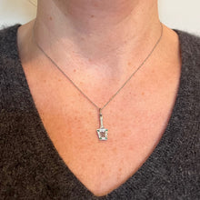 Load image into Gallery viewer, Art Deco Tennis Racket Press Platinum Diamond Emerald Charm Pendant