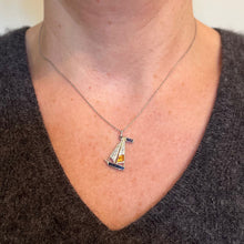 Load image into Gallery viewer, Art Deco Yacht Sailboat Platinum Diamond Sapphire Citrine Charm Pendant