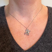 Load image into Gallery viewer, Art Deco Platinum Diamond Onyx Just Married Carriage Charm Pendant