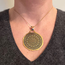 Load image into Gallery viewer, Notre Dame Paris Rose Window Plique A Jour Enamel 18K Yellow Gold Pendant Medal
