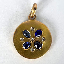 Load image into Gallery viewer, French Lucky Four Leaf Clover 18K Yellow Gold Sapphire Diamond Charm Pendant
