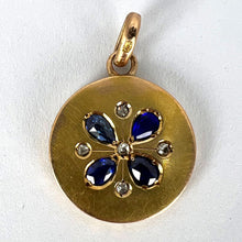 Load image into Gallery viewer, French Lucky Four Leaf Clover 18K Yellow Gold Sapphire Diamond Charm Pendant