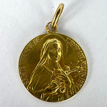 Load image into Gallery viewer, French St Therese 18K Yellow Gold Religious Medal Pendant
