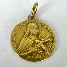 Load image into Gallery viewer, French St Therese 18K Yellow Gold Religious Medal Pendant