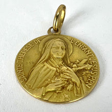 Load image into Gallery viewer, French St Therese 18K Yellow Gold Religious Medal Pendant