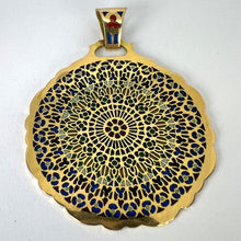 Load image into Gallery viewer, Notre Dame Paris Rose Window Plique A Jour Enamel 18K Yellow Gold Pendant Medal