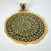 Load image into Gallery viewer, Notre Dame Paris Rose Window Plique A Jour Enamel 18K Yellow Gold Pendant Medal