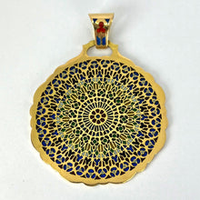 Load image into Gallery viewer, Notre Dame Paris Rose Window Plique A Jour Enamel 18K Yellow Gold Pendant Medal