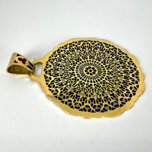 Load image into Gallery viewer, Notre Dame Paris Rose Window Plique A Jour Enamel 18K Yellow Gold Pendant Medal
