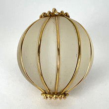 Load image into Gallery viewer, Huge Frosted Glass 18K Yellow Gold Gadrooned Spherical Pendant