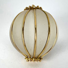 Load image into Gallery viewer, Huge Frosted Glass 18K Yellow Gold Gadrooned Spherical Pendant