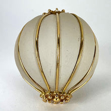 Load image into Gallery viewer, Huge Frosted Glass 18K Yellow Gold Gadrooned Spherical Pendant