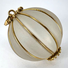 Load image into Gallery viewer, Huge Frosted Glass 18K Yellow Gold Gadrooned Spherical Pendant