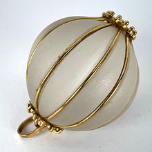 Load image into Gallery viewer, Huge Frosted Glass 18K Yellow Gold Gadrooned Spherical Pendant