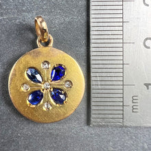 Load image into Gallery viewer, French Lucky Four Leaf Clover 18K Yellow Gold Sapphire Diamond Charm Pendant