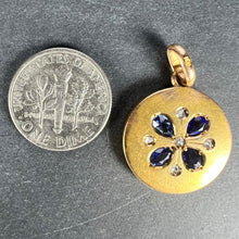 Load image into Gallery viewer, French Lucky Four Leaf Clover 18K Yellow Gold Sapphire Diamond Charm Pendant
