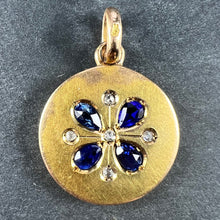 Load image into Gallery viewer, French Lucky Four Leaf Clover 18K Yellow Gold Sapphire Diamond Charm Pendant