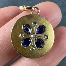 Load image into Gallery viewer, French Lucky Four Leaf Clover 18K Yellow Gold Sapphire Diamond Charm Pendant