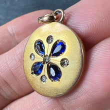 Load image into Gallery viewer, French Lucky Four Leaf Clover 18K Yellow Gold Sapphire Diamond Charm Pendant