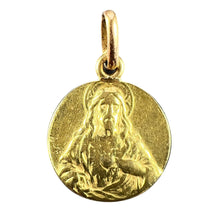 Load image into Gallery viewer, French Sacred Heart Madonna and Child 18K Yellow Gold Medal Pendant