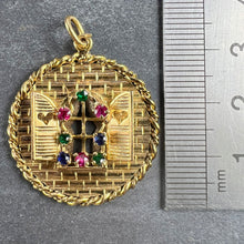 Load image into Gallery viewer, French Open Window Love Heart 18K Yellow Gold Gem Set Pendant
