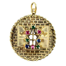 Load image into Gallery viewer, French Open Window Love Heart 18K Yellow Gold Gem Set Pendant