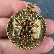 Load image into Gallery viewer, French Open Window Love Heart 18K Yellow Gold Gem Set Pendant
