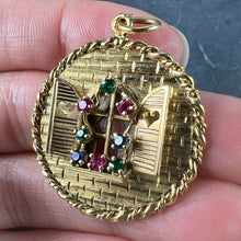 Load image into Gallery viewer, French Open Window Love Heart 18K Yellow Gold Gem Set Pendant