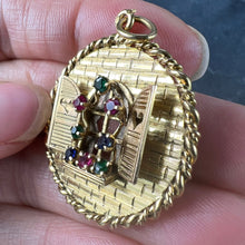 Load image into Gallery viewer, French Open Window Love Heart 18K Yellow Gold Gem Set Pendant