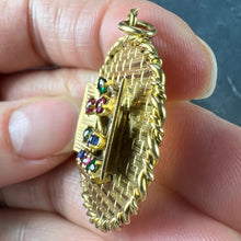 Load image into Gallery viewer, French Open Window Love Heart 18K Yellow Gold Gem Set Pendant