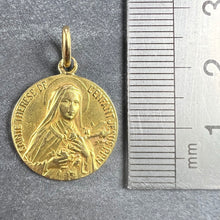 Load image into Gallery viewer, French St Therese 18K Yellow Gold Religious Medal Pendant