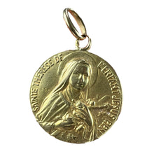 Load image into Gallery viewer, French St Therese 18K Yellow Gold Religious Medal Pendant