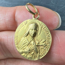 Load image into Gallery viewer, French St Therese 18K Yellow Gold Religious Medal Pendant