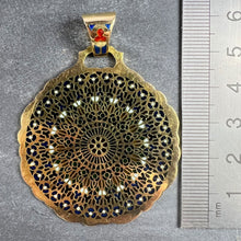Load image into Gallery viewer, Notre Dame Paris Rose Window Plique A Jour Enamel 18K Yellow Gold Pendant Medal