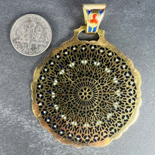 Load image into Gallery viewer, Notre Dame Paris Rose Window Plique A Jour Enamel 18K Yellow Gold Pendant Medal