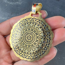 Load image into Gallery viewer, Notre Dame Paris Rose Window Plique A Jour Enamel 18K Yellow Gold Pendant Medal