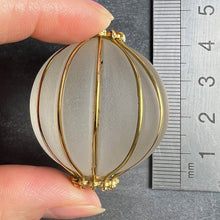 Load image into Gallery viewer, Huge Frosted Glass 18K Yellow Gold Gadrooned Spherical Pendant