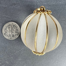 Load image into Gallery viewer, Huge Frosted Glass 18K Yellow Gold Gadrooned Spherical Pendant