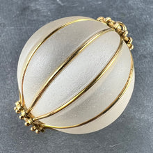 Load image into Gallery viewer, Huge Frosted Glass 18K Yellow Gold Gadrooned Spherical Pendant