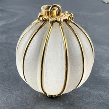 Load image into Gallery viewer, Huge Frosted Glass 18K Yellow Gold Gadrooned Spherical Pendant