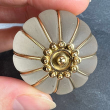 Load image into Gallery viewer, Huge Frosted Glass 18K Yellow Gold Gadrooned Spherical Pendant