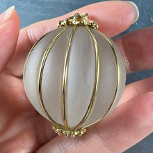 Load image into Gallery viewer, Huge Frosted Glass 18K Yellow Gold Gadrooned Spherical Pendant
