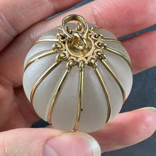 Load image into Gallery viewer, Huge Frosted Glass 18K Yellow Gold Gadrooned Spherical Pendant