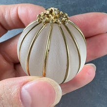 Load image into Gallery viewer, Huge Frosted Glass 18K Yellow Gold Gadrooned Spherical Pendant