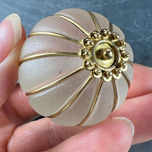 Load image into Gallery viewer, Huge Frosted Glass 18K Yellow Gold Gadrooned Spherical Pendant