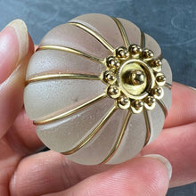Load image into Gallery viewer, Huge Frosted Glass 18K Yellow Gold Gadrooned Spherical Pendant