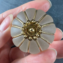 Load image into Gallery viewer, Huge Frosted Glass 18K Yellow Gold Gadrooned Spherical Pendant